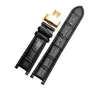DKWOIS Notched Leather Watch strap 20 * 11mm 22 * 13mm Compatible With GC Guess Passa Lleathe Waterproof Watch chain Men Women(Black-gold,22x13mm)