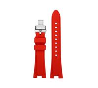 DKWOIS Notched Soft Silicone Bracelet Compatible With Citizen NJ0150/NJ0151 Series Watch ME Color Series Water Ghost Modified Silicone Watch Strap(Red silver)