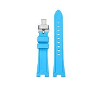 DKWOIS Notched Soft Silicone Bracelet Compatible With Citizen NJ0150/NJ0151 Series Watch ME Color Series Water Ghost Modified Silicone Watch Strap(Sky blue silver)