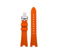 DKWOIS Notched Soft Silicone Bracelet Compatible With Citizen NJ0150/NJ0151 Series Watch ME Color Series Water Ghost Modified Silicone Watch Strap(Orange silver)