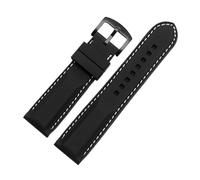 DKWOIS Outdoor Sports Silicone Watch Strap Compatible With Tissot Mido Casio Universal Men's Silicone Tape(A BK white line BK,24mm width)