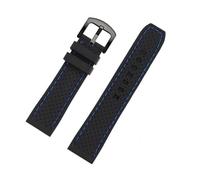 DKWOIS Outdoor Sports Silicone Watch Strap Compatible With Tissot Mido Casio Universal Men's Silicone Tape(B BK blue line BK,22mm width)