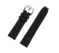 DKWOIS Outdoor Sports Silicone Watch Strap Compatible With Tissot Mido Casio Universal Men's Silicone Tape(B BK white line SK,24mm width)