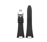 DKWOIS Quick Release Silicone Watch Strap Compatible With Tissot PRX T137.407 T137.410 Fluorine Rubber Watchband Bracelet 27-12mm(A-Black-silver)