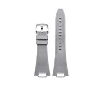 DKWOIS Quick Release Silicone Watch Strap Compatible With Tissot PRX T137.407 T137.410 Fluorine Rubber Watchband Bracelet 27-12mm(Grey-silver)
