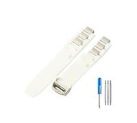 DKWOIS Raised Rubber Strap Bracelet 20mmx10mm Black White Silicone WatchBand Fold Buckle Replace Watch Chain Compatible With Cartier 21 Chronoscaph(White Silver)