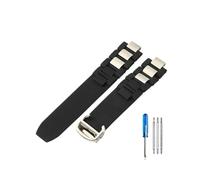 DKWOIS Raised Rubber Strap Bracelet 20mmx10mm Black White Silicone WatchBand Fold Buckle Replace Watch Chain Compatible With Cartier 21 Chronoscaph(Black Silver)