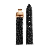 DKWOIS Ultra-thin Crocodile Leather Watch Strap 12 13 16 18 19 20mm Compatible With Longines L4 L2 La VC MIDO Cartier Grande Men Women Watch Band(Coal Black,16mm)
