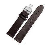 DKWOIS Ultra Thin Genuine Leather Watch Strap Compatible With DW Rossini Longines Soft Cowhide Men Women Watchband 12 14 15 16 18 20 22mm Bracelet(Brownsteel butterfly,19mm)