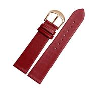DKWOIS Ultra Thin Genuine Leather Watch Strap Compatible With DW Rossini Longines Soft Cowhide Men Women Watchband 12 14 15 16 18 20 22mm Bracelet(Red rose gold buckle,16mm)
