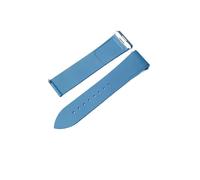 DKWOIS Watch Band Women Men's Fluorine Rubber FKM Rubber Watch Straps Compatible With Cartier Santos Quick Release Sky Blue Watchband(Sky blue,L_SILVER BUCKLE)