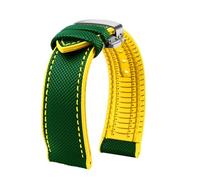 DKWOIS Waterproof Men Watch Strap Compatible With Seiko Abalone Water Ghost Omega Longines Conquest Watch Rubber Strap 20mm 21mm 22mm 23m Watchband(Green yellow sk Fold,19mm)