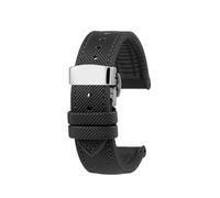 DKWOIS Waterproof Men Watch Strap Compatible With Seiko Abalone Water Ghost Omega Longines Conquest Watch Rubber Strap 20mm 21mm 22mm 23m Watchband(Black Silver Folding,24mm)