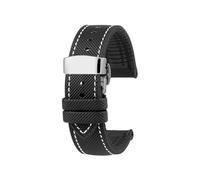 DKWOIS Waterproof Men Watch Strap Compatible With Seiko Abalone Water Ghost Omega Longines Conquest Watch Rubber Strap 20mm 21mm 22mm 23m Watchband(Black White sk Fold,24mm)