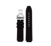 DKWOIS Wristband Adapted Compatible With Casio AE1200/1300 A159 A158 A168 F91 Series Modified Silicone Strap Convex 18mm(BK Red SK)