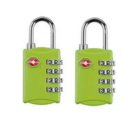 DKY 2 Pack TSA Luggage Locks - Approved Travel Lock for Suitcases & Baggage Combination Lock - 4 Digit Padlock for School Gym Sports Locker Fence Toolbox Case Hasp Storage - Green