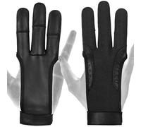 DKZ leather ARCHERS 3 FINGER Glove 100% Leather, Right Hand,Black,Blue,Green,Red,Yellow Professional Leather hunting Glove for Adults (Black, XS, Right)