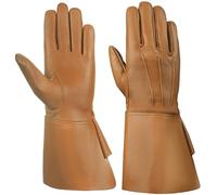 Dkz Leather Long Cuff Gauntlets Gloves Piper Sticke band Gloves With long cuff (Brown, XXL)