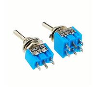 DL 5Pcs Miniature Lever Toggle Switch Single Pole Double Throw ON-OFF-ON/ON-ON 120VAC 6A 1/4 Inch Mounting MTS-102 103 202 203(MTS-103)
