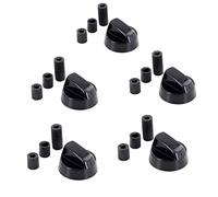 DL-pro 5 x Universal Rotary Knob Set, Diameter 42 mm, Rotary Handle Toggle with 6 mm and 8 mm Adaptors, Knobs for Almost All Cookers, Hobs, Ovens, Gas Hobs (Black)