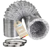 DL-pro 6 m Aluminium Exhaust Hose Diameter 150 / 152 mm Aluminium Hose Exhaust Pipe Ventilation Hose for Air Conditioning Tumble Dryer Cooker Hood with W4 Clamps Diameter 140-160 mm