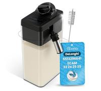 DL-pro Milk Container with Lid for DeLonghi 5513296641 - Compatible Only with ECAM 23.466/24.467/25.462/25.467/350.55/350.75/352.55 - Includes Cleaning Brush