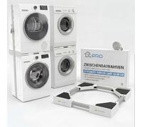 DL-PRO Universal Intermediate Frame 43-68 cm Set | Connecting Frame for Washing Machine Dryer Stacking with Ratchet Rope | Compatible with Bosch Siemens Miele AEG Samsung LG Bauknecht