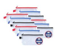 DL Tuff Bag Zip Wallet Clear Plastic Wallets Zipped Pouch File Pencil Case Folder Water Resistant Reinforced Heavy Duty Mesh Bags (DL - 12 Pack)