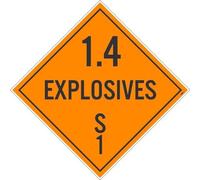 DL94P National Marker Placard 1.4 Sign - Explosives S 1, 10 3/4 Inches x 10 3/4 Inches, Ps Vinyl