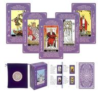 DLAGOMLIFE Tarot Cards with Guide Book & Linen Carry Bag, 78 Classic Original Tarot Cards Deck Fortune Telling Game with Meanings on Them for Beginners to Expert(Purple)