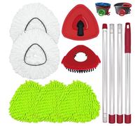 DLAIMI 5 Pack Replacement Mop Heads with handle Compatible with Vileda Spin Mops Refills- Spin mop Base Combo Set for Ocedar ,30-58" Mop Handle and Microfiber Head Refills for Cleaning