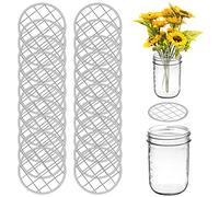 DLAND 20 Pieces Mason Jar Flower Frog Holder Lid Arrangement Flower Insert Lid Grid Organizer Lid Metal with Square Grids for Regular Standard Mouth Canning Jar.