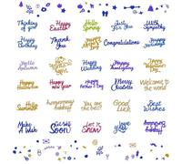 DLAND 30 Pcs Holiday Blessings Die Cuts for Card Making, Good Luck, Words of Thanks, Make a Wish, Words of Welcome, Card Making Scrapbooking Paper Album Stamp