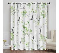 DlaQoryx Birch Blackout Curtains, Spring Watercolor Leaves Curtain for Bedroom, Living Room Home Decor Window Curtains, Eyelet Thermal Curtains & Drapes 2 Panels 66 x 72 Inch Drape