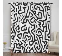 DlaQoryx Black White Stripes Blackout Curtains, Abstract Maze Curtain for Bedroom, Living Room Home Decor Window Curtains, Eyelet Thermal Curtains & Drapes 2 Panels 66 x 72 Inch Drape