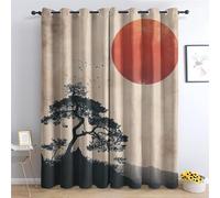DlaQoryx Japanese Landscape Blackout Curtains Asian Oriental Scenery Curtain for Bedroom, Living Room Home Decor Window Curtains, Eyelet Thermal Curtains & Drapes 2 Panels 46x54 Inch