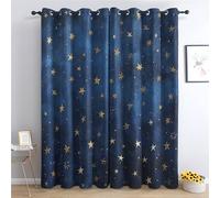 DlaQoryx Starry Sky Blackout Curtains Starry Night Stars Blue Thermal Curtains, Curtains & Drapes for Bedroom Living Room Home Decor, Eyelet Window Curtains 2 Panels 46 x 90 Inch Drop