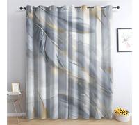 DlaQoryx White Feather Thermal Curtains, Luxury Gold Blackout Curtains, Drapes for Bedroom Living Room Home Decor, Eyelet Window Curtain 2 Panels 50 x 90 Inch Drop