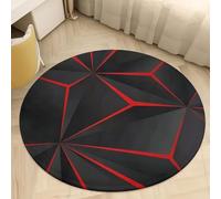 DLAYLQZG 3D Abstract Geometric Round Carpet Soft Flannel Anti-Slip Gaming Chair Mat for Boys’ Bedroom Teens Trendy Gamer Room Rug Aesthetic Gamer Chair Carpet (Style 5,90 cm)