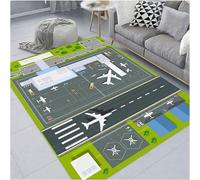 DLAYLQZG Airports Runway Plane Area Rug Teen Boys Carpet, for Gaming Room Boys Girls Playroom Living Non-Slip Multifunctional Rugs Bedroom Kitchen Fluffy Machine Washable Rug (Runways,80x160cm)