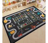 DLAYLQZG Boy and Girl Play Mat 2 Designs Fun Road Parking Lot Construction Site & City Street Living Carpet, Non-Slip Crystal Velvet, Multiple Sizes (Style 2,80x100cm)