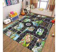 DLAYLQZG Boy Play Rug Farm & City Road Mat Non-Slip Polyester Playmat for Children Durable, Water Absorbent Play Carpet for Bedroom, Living Room, Game Room (Style 2,40x60cm)