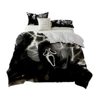 DLAYLQZG Horror Movie Halloween Skeleton Duvet Cover Black Cloak of Death Scythe Spectre Bedding Set 3Pcs Microfiber Screaming Skull Mask Quilt Cover with 2 Pillowcase (Black6,King 220x240cm)