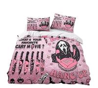DLAYLQZG Pink Horror Movies 3D Printed Quilt Cover Duvet Cover Comforter Covers Scary little Ghosts Calling Microfiber with Pillow Cases Bedding Set with Zipper Closure 3 Pieces (Pink,135 * 200cm)