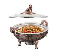 DLAZUM Pack Chafing Dishes & Food Warmers, Round Catering Buffet Server Set with Food Pan and Fuel Holders, for Kitchen Party Dining Buffet (Size : 2pack) (1pack)