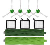 DLD 1 Set of Multi-Surface Rubber Brushes +3 HEPA Filters +4 Edge-Sweeping Brushes Replacement Parts for iRobot Roomba i7 i7+/i7 Plus E5 E6 Vacuum Cleaner Set