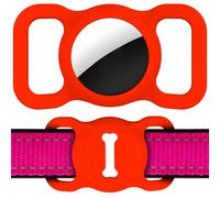 DLENP Air Tag Case for Apple Tag, Protective Cat Dog Collar Airtags Holder, Silicone AirTag GPS Tracking Accessories, Air Tags with Bone Pattern 1 Pack(Red)