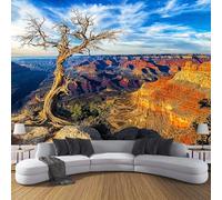 DLERFLOVR 3D Effect Photo Wallpaper Grand Canyon, USA Panoramic Wall Tapestry Realistic Landscape Silk Wall Murals for Office Bedroom Rental House Decoration, 250x175cm Blue