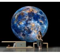 DLERFLOVR 3D Effect Wall Mural Mysterious Planet Wallpaper, 250x175cm | Lunar Surface Texture Photo Mural, Resistant, Waterproof, Wall Covering for Living Room Bedroom Feature Walls