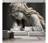 DLERFLOVR 3D Effect Wallpaper 300x210cm, Statue of A Weeping Woman Art Wall Murals Classical Marble Sculpture Print Photo Wall Decoration for Living Room Bedroom Home Hallway Lounge, Light Gray